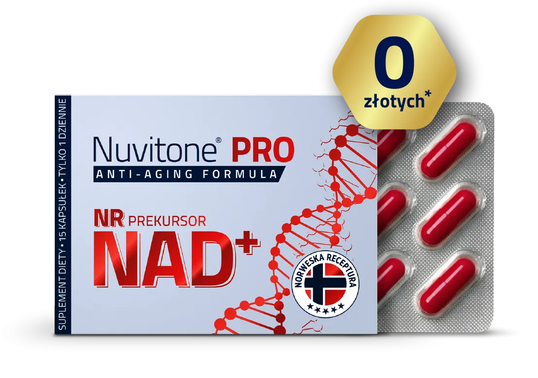 Natural Pharmaceuticals Nuvitone PRO Táplálék kiegészítő csomagolás - 15 kapszula a sejtek fiatalításának támogatására.